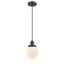 Innovations Lighting Beacon 6" Wide Mini Pendant - Cord Hung Matte Black / Matte White