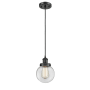 Innovations Lighting Beacon 6" Wide Mini Pendant - Cord Hung Matte Black / Clear