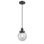 Innovations Lighting Beacon 6" Wide Mini Pendant - Cord Hung Matte Black / Seedy
