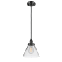 Innovations Lighting Large Cone 8" Wide Mini Pendant - Cord Hung Matte Black / Clear