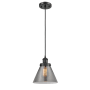 Innovations Lighting Large Cone 8" Wide Mini Pendant - Cord Hung Matte Black / Plated Smoke