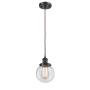 Innovations Lighting Beacon 6" Wide Mini Pendant - Cord Hung Oil Rubbed Bronze / Clear