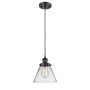 Innovations Lighting Large Cone 8" Wide Mini Pendant - Cord Hung Oil Rubbed Bronze / Clear