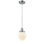Innovations Lighting Beacon 6" Wide Mini Pendant - Cord Hung Polished Chrome / Matte White