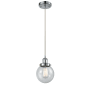 Innovations Lighting Beacon 6" Wide Mini Pendant - Cord Hung Polished Chrome / Seedy