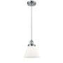 Innovations Lighting Large Cone 8" Wide Mini Pendant - Cord Hung Polished Chrome / Matte White