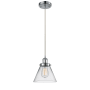 Innovations Lighting Large Cone 8" Wide Mini Pendant - Cord Hung Polished Chrome / Clear