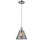 Innovations Lighting Large Cone 8" Wide Mini Pendant - Cord Hung Polished Chrome / Plated Smoke