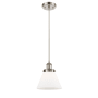 Innovations Lighting Large Cone 8" Wide Mini Pendant - Cord Hung Brushed Satin Nickel / Matte White