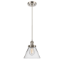 Innovations Lighting Large Cone 8" Wide Mini Pendant - Cord Hung Brushed Satin Nickel / Clear