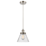 Innovations Lighting Large Cone 8" Wide Mini Pendant - Cord Hung Brushed Satin Nickel / Seedy