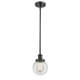 Innovations Lighting Beacon 6" Wide Mini Pendant - Rod Hung Matte Black / Clear
