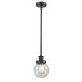 Innovations Lighting Beacon 6" Wide Mini Pendant - Rod Hung Matte Black / Seedy