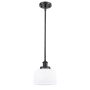 Innovations Lighting Large Bell 8" Wide Mini Pendant - Rod Hung Matte Black / Matte White