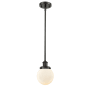 Innovations Lighting Beacon 6" Wide Mini Pendant - Rod Hung Oil Rubbed Bronze / Matte White