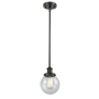 Innovations Lighting Beacon 6" Wide Mini Pendant - Rod Hung Oil Rubbed Bronze / Seedy