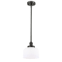 Innovations Lighting Large Bell 8" Wide Mini Pendant - Rod Hung Oil Rubbed Bronze / Matte White