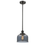 Innovations Lighting Large Bell 8" Wide Mini Pendant - Rod Hung Oil Rubbed Bronze / Plated Smoke