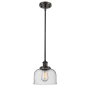 Innovations Lighting Large Bell 8" Wide Mini Pendant - Rod Hung Oil Rubbed Bronze / Seedy
