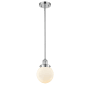 Innovations Lighting Beacon 6" Wide Mini Pendant - Rod Hung Polished Chrome / Matte White