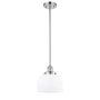 Innovations Lighting Large Bell 8" Wide Mini Pendant - Rod Hung Polished Chrome / Matte White