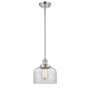 Innovations Lighting Large Bell 8" Wide Mini Pendant - Rod Hung Polished Chrome / Clear