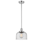 Innovations Lighting Large Bell 8" Wide Mini Pendant - Rod Hung Polished Chrome / Seedy