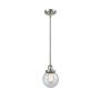Innovations Lighting Beacon 6" Wide Mini Pendant - Rod Hung Brushed Satin Nickel / Seedy