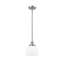 Innovations Lighting Large Bell 8" Wide Mini Pendant - Rod Hung Brushed Satin Nickel / Matte White