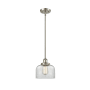 Innovations Lighting Large Bell 8" Wide Mini Pendant - Rod Hung Brushed Satin Nickel / Clear