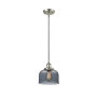 Innovations Lighting Large Bell 8" Wide Mini Pendant - Rod Hung Brushed Satin Nickel / Plated Smoke