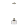 Innovations Lighting Large Bell 8" Wide Mini Pendant - Rod Hung Brushed Satin Nickel / Seedy
