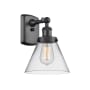 Innovations Lighting Large Cone 8" Wide Bathroom Sconce Matte Black / Clear