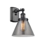 Innovations Lighting Large Cone 8" Wide Bathroom Sconce Matte Black / Plated Smoke