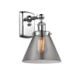 Innovations Lighting Large Cone 8" Wide Bathroom Sconce Polished Chrome / Plated Smoke