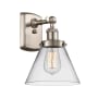 Innovations Lighting Large Cone 8" Wide Bathroom Sconce Brushed Satin Nickel / Clear