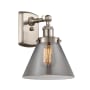 Innovations Lighting Large Cone 8" Wide Bathroom Sconce Brushed Satin Nickel / Plated Smoke