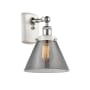 Innovations Lighting Cone 13" Tall Wall Sconce White and Polished Chrome / Plated Smoke