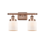 Innovations Lighting Bell 2 Light 16" Wide Vanity Light Antique Copper / Matte White