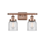 Innovations Lighting Bell 2 Light 16" Wide Vanity Light Antique Copper / Clear
