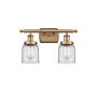 Innovations Lighting Bell 2 Light 16" Wide Vanity Light Brushed Brass / Clear