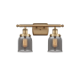 Innovations Lighting Bell 2 Light 16" Wide Vanity Light Brushed Brass / Plated Smoke