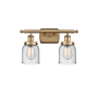 Innovations Lighting Bell 2 Light 16" Wide Vanity Light Brushed Brass / Seedy