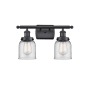 Innovations Lighting Small Bell 2 Light 16" Wide Vanity Light Matte Black / Clear