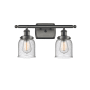 Innovations Lighting Small Bell 2 Light 16" Wide Vanity Light Oil Rubbed Bronze / Seedy