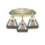 Innovations Lighting Fulton 3 Light 19" Wide Flush Mount Ceiling Fixture Antique Brass / Plated Smoke