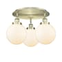 Innovations Lighting Canton 3 Light 20" Wide Flush Mount Ceiling Fixture Antique Brass / Matte White