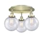 Innovations Lighting Canton 3 Light 20" Wide Flush Mount Ceiling Fixture Antique Brass / Seedy