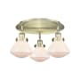 Innovations Lighting Olean 3 Light 19" Wide Flush Mount Ceiling Fixture Antique Brass / Matte White