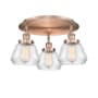 Innovations Lighting Fulton 3 Light 19" Wide Flush Mount Ceiling Fixture Antique Copper / Clear